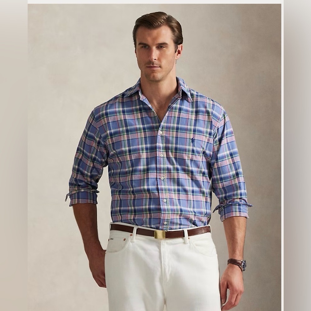Ralph Lauren Plaid Oxford Shirt Sz L